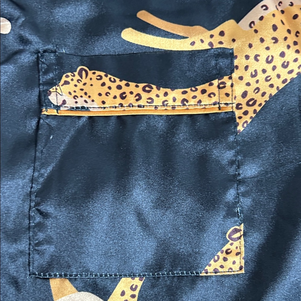 Black and Gold Cheetah Print Pajama Set - Picture 3 of 7